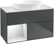 Тумба під раковину Villeroy & Boch Finion 100х50,1 см із підсвічуванням МДФ темно-синій матовий лак/скло біле матове GA11MTHG