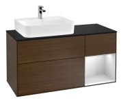 Тумба під раковину Villeroy & Boch Finion 120х50,1 см із підсвічуванням МДФ шпон волоського горіха/скло чорне матове F152MTGN