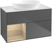 Тумба под раковину Villeroy & Boch Finion 100х50,1 см с подсветкой МДФ антрацит матовый лак/стекло белое матовое GA11PCGK