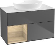 Тумба под раковину Villeroy & Boch Finion 100х50,1 см с подсветкой МДФ антрацит матовый лак/стекло белое матовое GA11PCGK