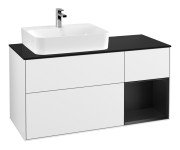 Тумба под раковину Villeroy & Boch Finion 120х50,1 см с подсветкой МДФ глянцевый белый лак/стекло черное матовое F152PDGF