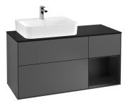 Тумба под раковину Villeroy & Boch Finion 120х50,1 см с подсветкой МДФ антрацит матовый лак/стекло черное матовое F152PDGK