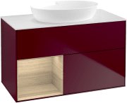 Тумба под раковину Villeroy & Boch Finion 100х50,1 см с подсветкой МДФ пион матовый лак/стекло белое матовое GA11PCHB