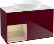 Тумба под раковину Villeroy & Boch Finion 100х50,1 см с подсветкой МДФ пион матовый лак/стекло белое матовое GA11PCHB