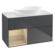 Тумба під раковину Villeroy & Boch Finion 100х50,1 см із підсвічуванням МДФ темно-синій матовий лак/скло біле матове GA11PCHG