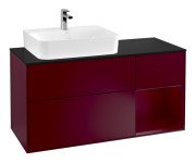 Тумба под раковину Villeroy & Boch Finion 120х50,1 см с подсветкой МДФ пион матовый лак/стекло черное матовое F152HBHB