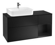 Тумба под раковину Villeroy & Boch Finion 120х50,1 см с подсветкой МДФ черный матовый лак/стекло черное матовое F152PDPD