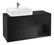 Тумба під раковину Villeroy & Boch Finion 120х50,1 см із підсвічуванням МДФ чорний матовий лак/скло чорне матове F152PDPD