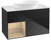 Тумба под раковину Villeroy & Boch Finion 100х50,1 см с подсветкой МДФ черный матовый лак/стекло белое матовое GA11PCPD