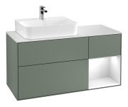 Тумба під раковину Villeroy & Boch Finion 120х50,1 см із підсвічуванням МДФ оливковий матовий лак/скло біле матове F151GFGM