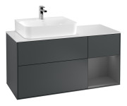 Тумба под раковину Villeroy & Boch Finion 120х50,1 см с подсветкой МДФ темно-синий матовый лак/стекло белое матовое F151GKHG