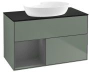 Тумба под раковину Villeroy & Boch Finion 100х50,1 см с подсветкой МДФ оливковый матовый лак/стекло черное матовое GA12GKGM