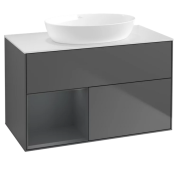 Тумба под раковину Villeroy & Boch Finion 100х50,1 см с подсветкой МДФ антрацит матовый лак/стекло белое матовое GA11HGGK