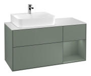 Тумба под раковину Villeroy & Boch Finion 120х50,1 см с подсветкой МДФ оливковый матовый лак/стекло белое матовое F151GMGM