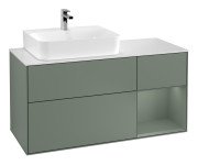 Тумба под раковину Villeroy & Boch Finion 120х50,1 см с подсветкой МДФ оливковый матовый лак/стекло белое матовое F151GMGM