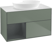 Тумба под раковину Villeroy & Boch Finion 100х50,1 см с подсветкой МДФ оливковый матовый лак/стекло белое матовое GA11HGGM