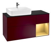 Тумба под раковину Villeroy & Boch Finion 120х50,1 см с подсветкой МДФ пион матовый лак/стекло черное матовое F152HFHB