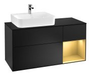 Тумба під раковину Villeroy & Boch Finion 120х50,1 см із підсвічуванням МДФ чорний матовий лак/скло чорне матове F152HFPD