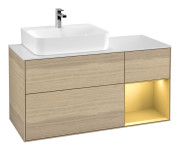 Тумба под раковину Villeroy & Boch Finion 120х50,1 см с подсветкой МДФ шпон дуба/стекло белое матовое F151HFPC