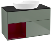 Тумба под раковину Villeroy & Boch Finion 100х50,1 см с подсветкой МДФ оливковый матовый лак/стекло черное матовое GA12HBGM