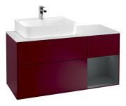 Тумба под раковину Villeroy & Boch Finion 120х50,1 см с подсветкой МДФ пион матовый лак/стекло белое матовое F151HGHB