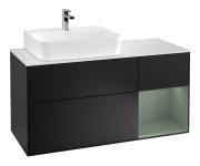 Тумба под раковину Villeroy & Boch Finion 120х50,1 см с подсветкой МДФ черный матовый лак/стекло белое матовое F151GMPD