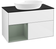 Тумба под раковину Villeroy & Boch Finion 100х50,1 см с подсветкой МДФ глянцевый белый лак/стекло черное матовое GA12GMGF