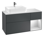 Тумба под раковину Villeroy & Boch Finion 120х50,1 см с подсветкой МДФ темно-синий матовый лак/стекло белое матовое F151MTHG