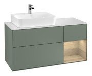 Тумба под раковину Villeroy & Boch Finion 120х50,1 см с подсветкой МДФ оливковый матовый лак/стекло белое матовое F151PCGM