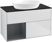 Тумба під раковину Villeroy & Boch Finion 100х50,1 см із підсвічуванням МДФ білий матовий лак/скло чорне матове GA12HGMT