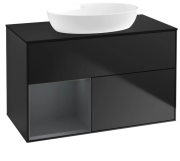 Тумба під раковину Villeroy & Boch Finion 100х50,1 см із підсвічуванням МДФ чорний матовий лак/скло чорне матове GA12HGPD