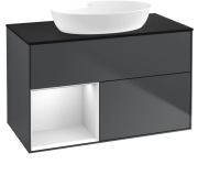 Тумба под раковину Villeroy & Boch Finion 100х50,1 см с подсветкой МДФ темно-синий матовый лак/стекло черное матовое GA12MTHG