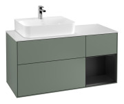 Тумба под раковину Villeroy & Boch Finion 120х50,1 см с подсветкой МДФ оливковый матовый лак/стекло белое матовое F151PDGM