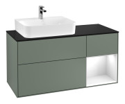 Тумба под раковину Villeroy & Boch Finion 120х50,1 см с подсветкой МДФ оливковый матовый лак/стекло черное матовое F152GFGM