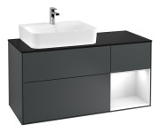 Тумба под раковину Villeroy & Boch Finion 120х50,1 см с подсветкой МДФ темно-синий матовый лак/стекло черное матовое F152GFHG