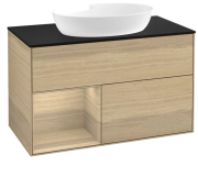Тумба под раковину Villeroy & Boch Finion 100х50,1 см с подсветкой МДФ шпон дуба/стекло черное матовое GA12PCPC