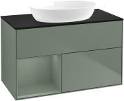 Тумба под раковину Villeroy & Boch Finion 100х50,1 см с подсветкой МДФ оливковый матовый лак/стекло черное матовое GA12GMGM