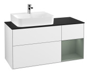 Тумба под раковину Villeroy & Boch Finion 120х50,1 см с подсветкой МДФ глянцевый белый лак/стекло черное матовое F152GMGF