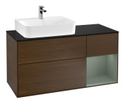 Тумба под раковину Villeroy & Boch Finion 120х50 ,1 см с подсветкой МДФ шпон грецкого ореха/стекло черное матовое F152GMGN