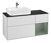 Тумба под раковину Villeroy & Boch Finion 120х50,1 см с подсветкой МДФ белый матовый лак/стекло черное матовое F152GMMT