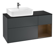 Тумба под раковину Villeroy & Boch Finion 120х50,1 см с подсветкой МДФ темно-синий матовый лак/стекло черное матовое F152GNHG