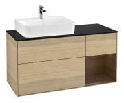 Тумба под раковину Villeroy & Boch Finion 120х50,1 см с подсветкой МДФ шпон дуба/стекло черное матовое F152GNPC