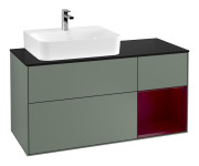 Тумба под раковину Villeroy & Boch Finion 120х50,1 см с подсветкой МДФ оливковый матовый лак/стекло черное матовое F152HBGM