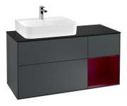 Тумба под раковину Villeroy & Boch Finion 120х50,1 см с подсветкой МДФ темно-синий матовый лак/стекло черное матовое F152HBHG