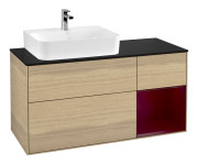Тумба под раковину Villeroy & Boch Finion 120х50,1 см с подсветкой МДФ шпон дуба/стекло черное матовое F152HBPC