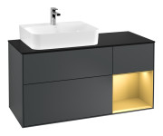 Тумба под раковину Villeroy & Boch Finion 120х50,1 см с подсветкой МДФ темно-синий матовый лак/стекло черное матовое F152HFHG