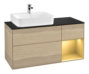 Тумба под раковину Villeroy & Boch Finion 120х50,1 см с подсветкой МДФ шпон дуба/стекло черное матовое F152HFPC