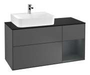 Тумба под раковину Villeroy & Boch Finion 120х50,1 см с подсветкой МДФ антрацит матовый лак/стекло черное матовое F152HGGK