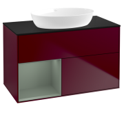 Тумба под раковину Villeroy & Boch Finion 100х50,1 см с подсветкой МДФ пион матовый лак/стекло черное матовое GA12GMHB