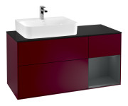 Тумба под раковину Villeroy & Boch Finion 120х50,1 см с подсветкой МДФ пион матовый лак/стекло черное матовое F152HGHB